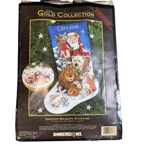 Dimensions Gold Cross Stitch Kit 8566 Santa's Wildlife Christmas Stocking NEW